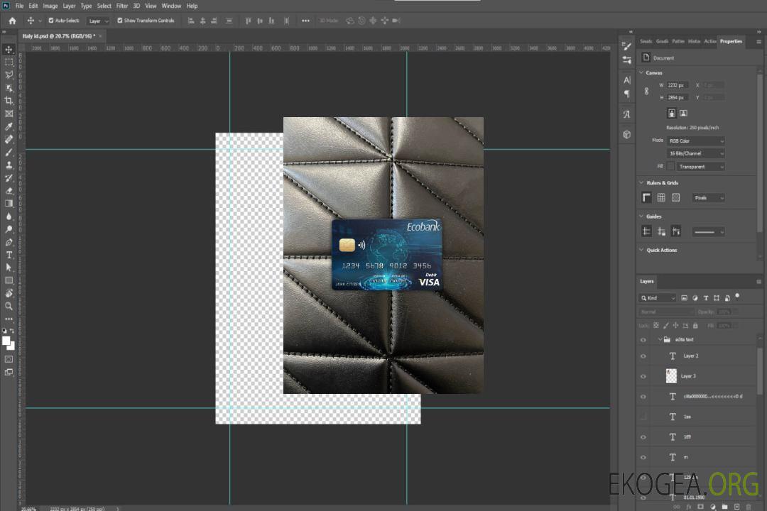 Photolook carte visa Tchad Ecobank recto template